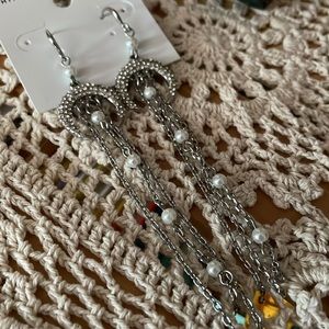 WHBM: Silver & Pearl Earrings